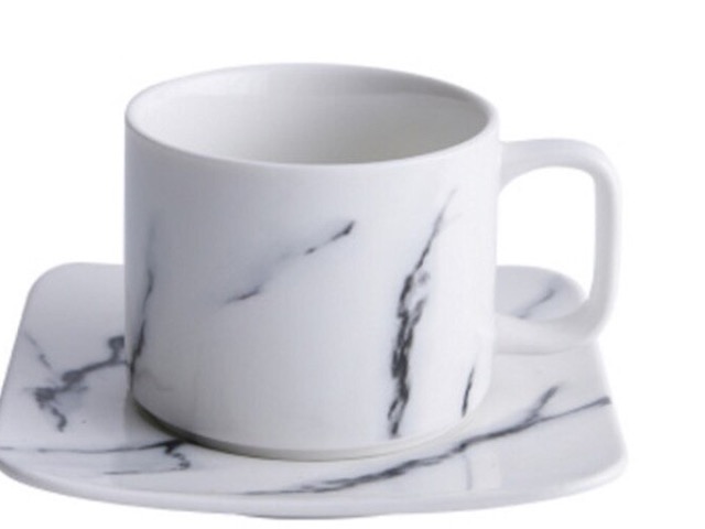 Modern Marble Cup and Saucer - Tea Cups